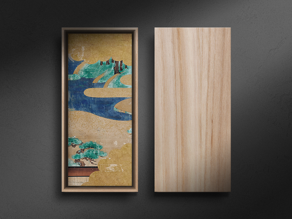 Painting of Imperial Court Gardens in Kyoto (Rakuchu), with Gold Leaf and Gold Dust